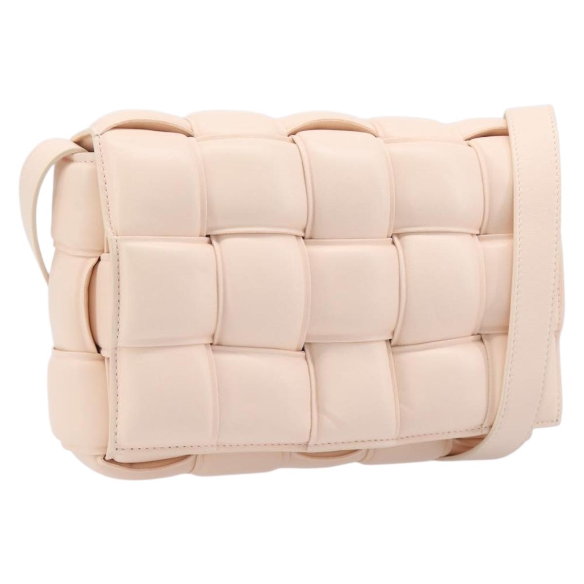 Bottega Veneta MAXI INTRECCIATO Cassette Bag Leather Pink Gold Auth ka6962M
