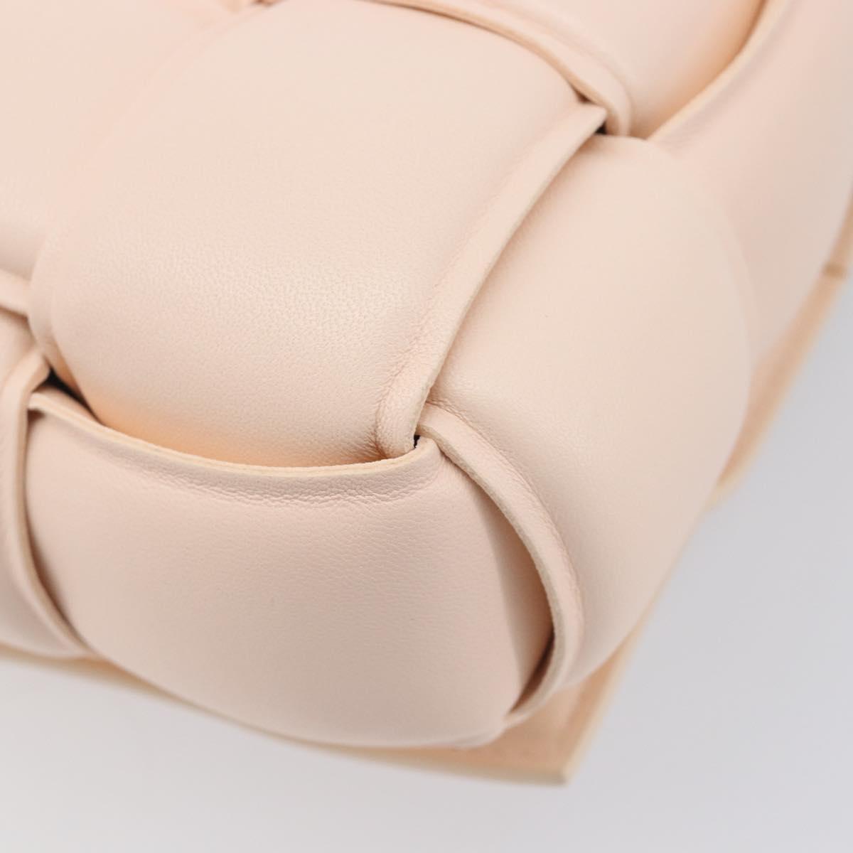 Bottega Veneta MAXI INTRECCIATO Cassette Bag Leather Pink Gold Auth ka6962M
