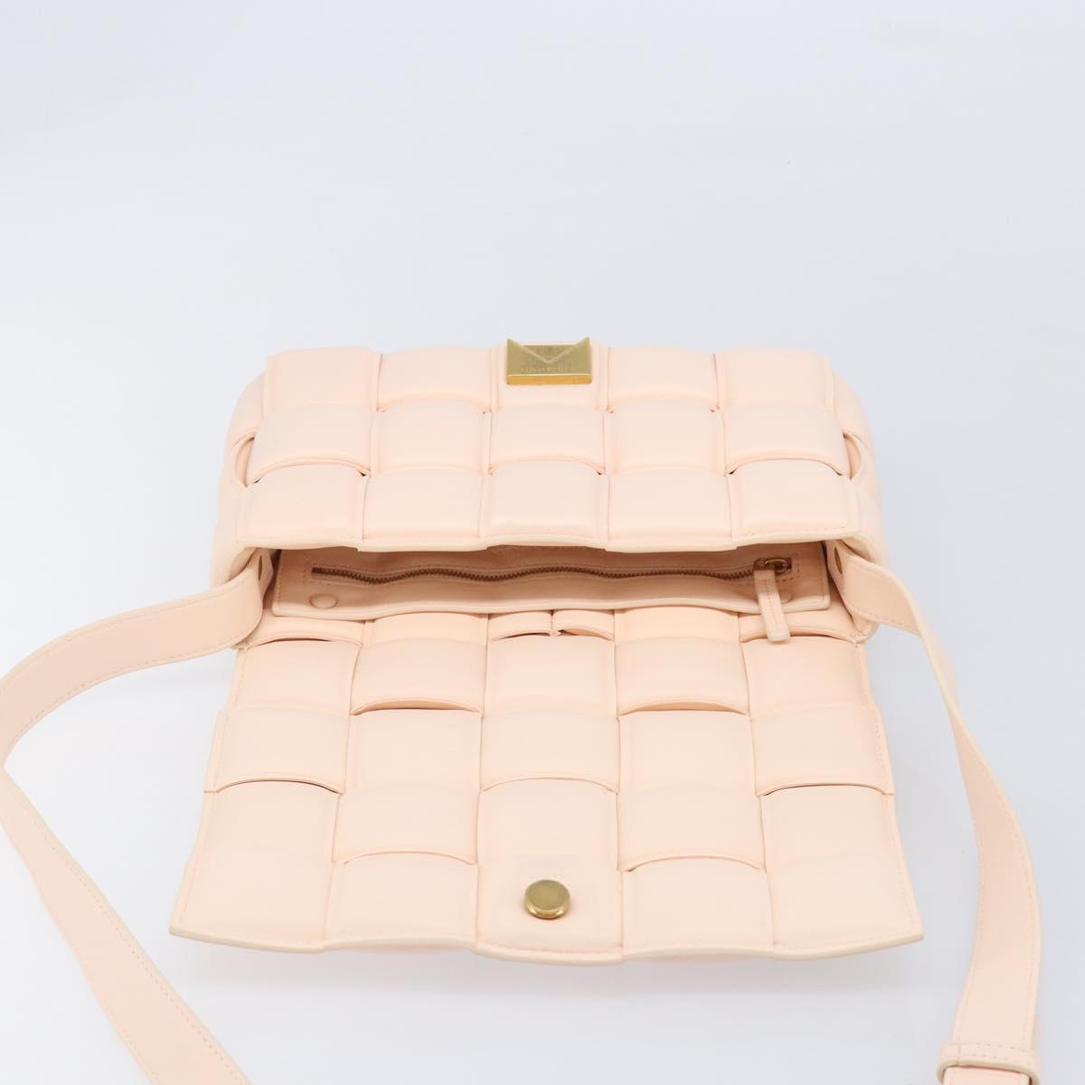 Bottega Veneta MAXI INTRECCIATO Cassette Bag Leather Pink Gold Auth ka6962M