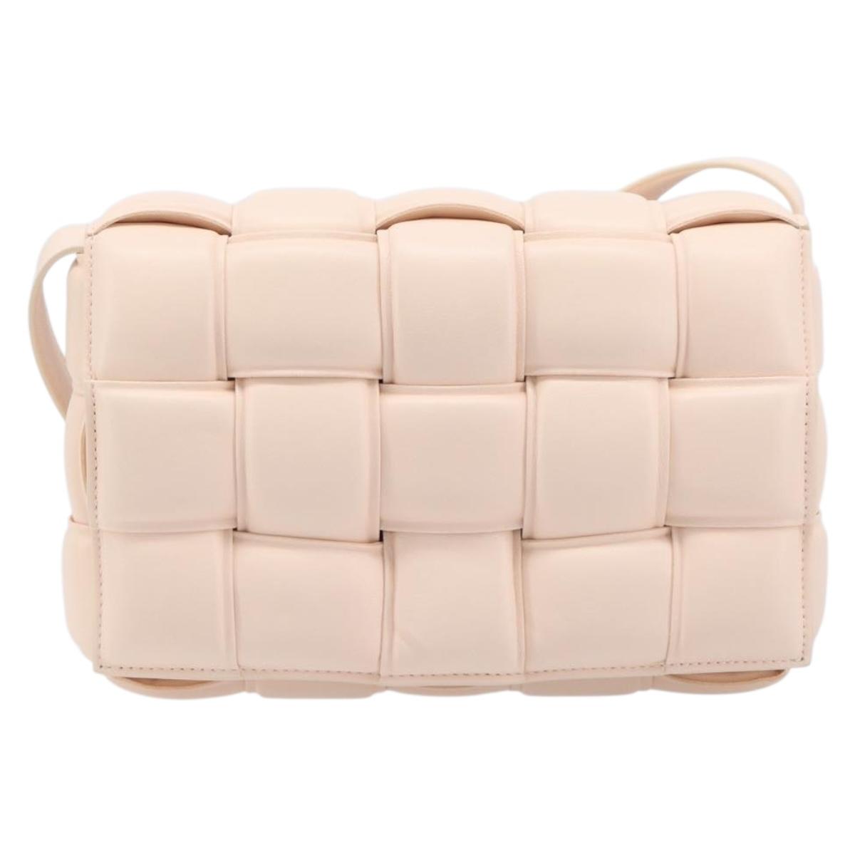 Bottega Veneta MAXI INTRECCIATO Cassette Bag Leather Pink Gold Auth ka6962M