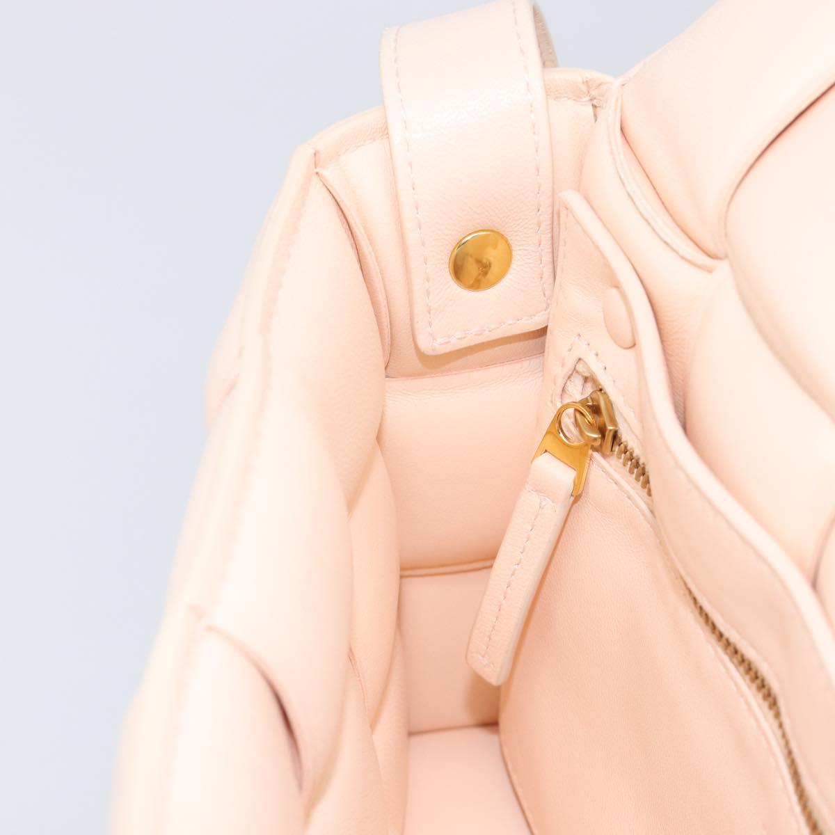 Bottega Veneta MAXI INTRECCIATO Cassette Bag Leather Pink Gold Auth ka6962M