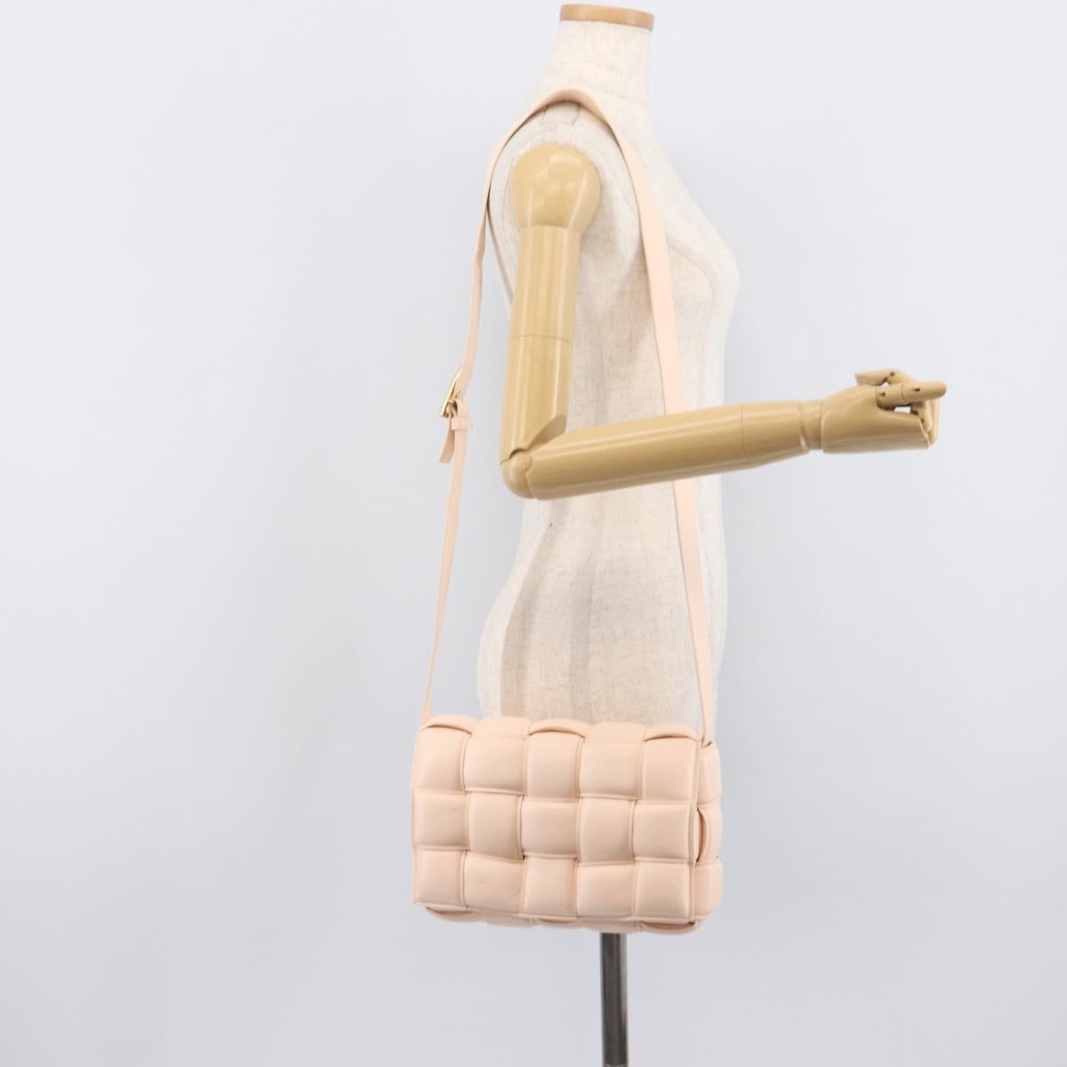 Bottega Veneta MAXI INTRECCIATO Cassette Bag Leather Pink Gold Auth ka6962M