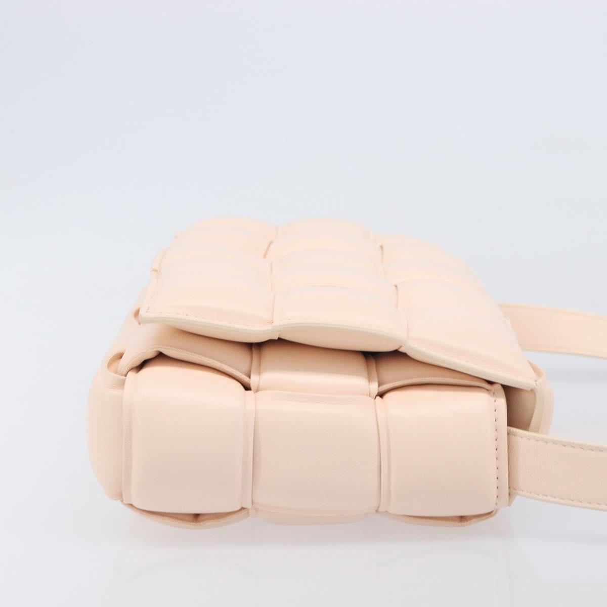 Bottega Veneta MAXI INTRECCIATO Cassette Bag Leather Pink Gold Auth ka6962M