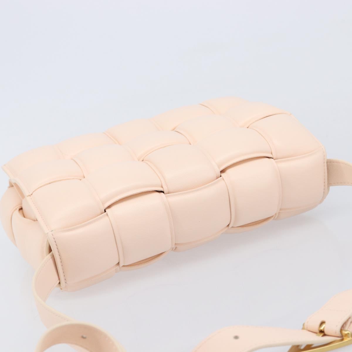 Bottega Veneta MAXI INTRECCIATO Cassette Bag Leather Pink Gold Auth ka6962M