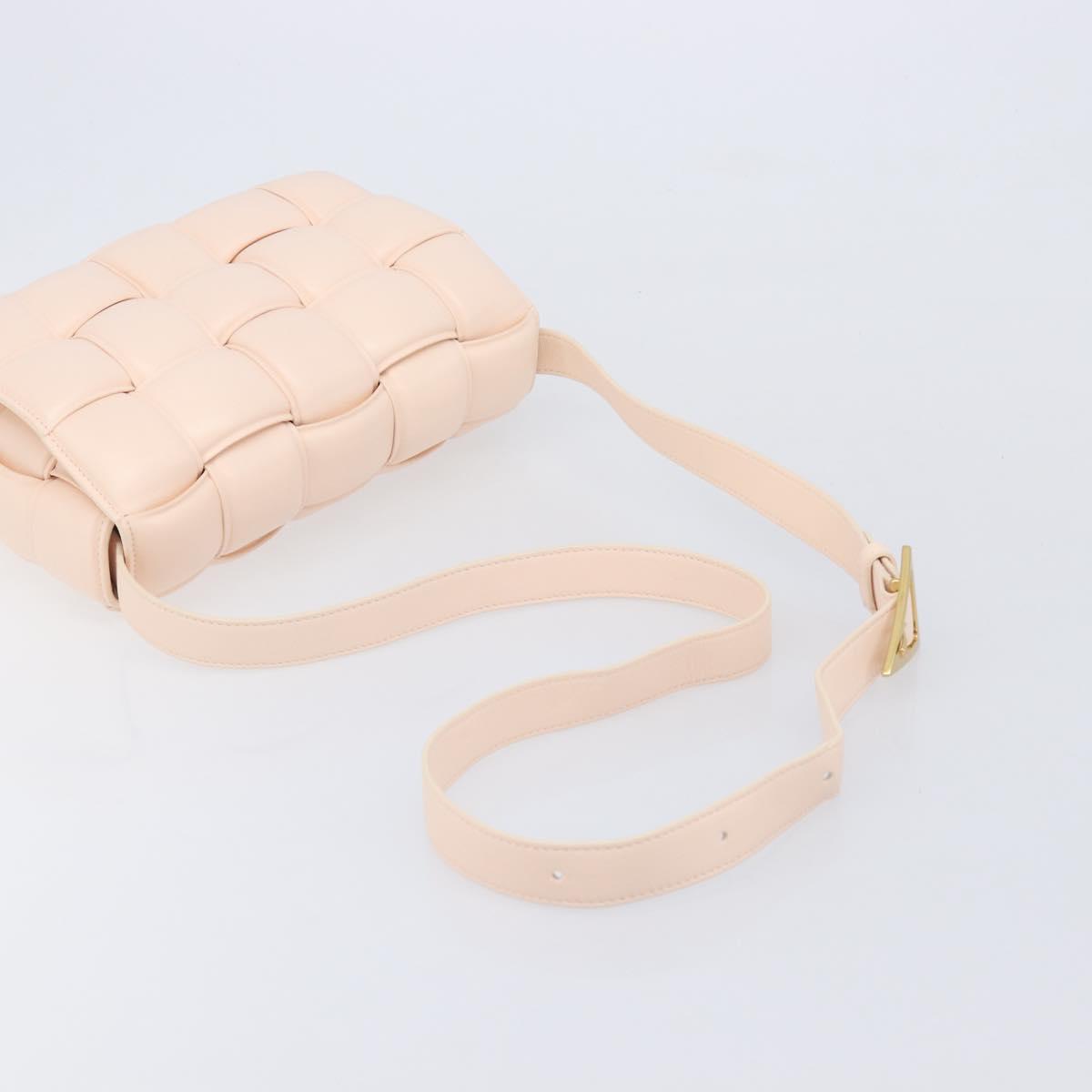 Bottega Veneta MAXI INTRECCIATO Cassette Bag Leather Pink Gold Auth ka6962M