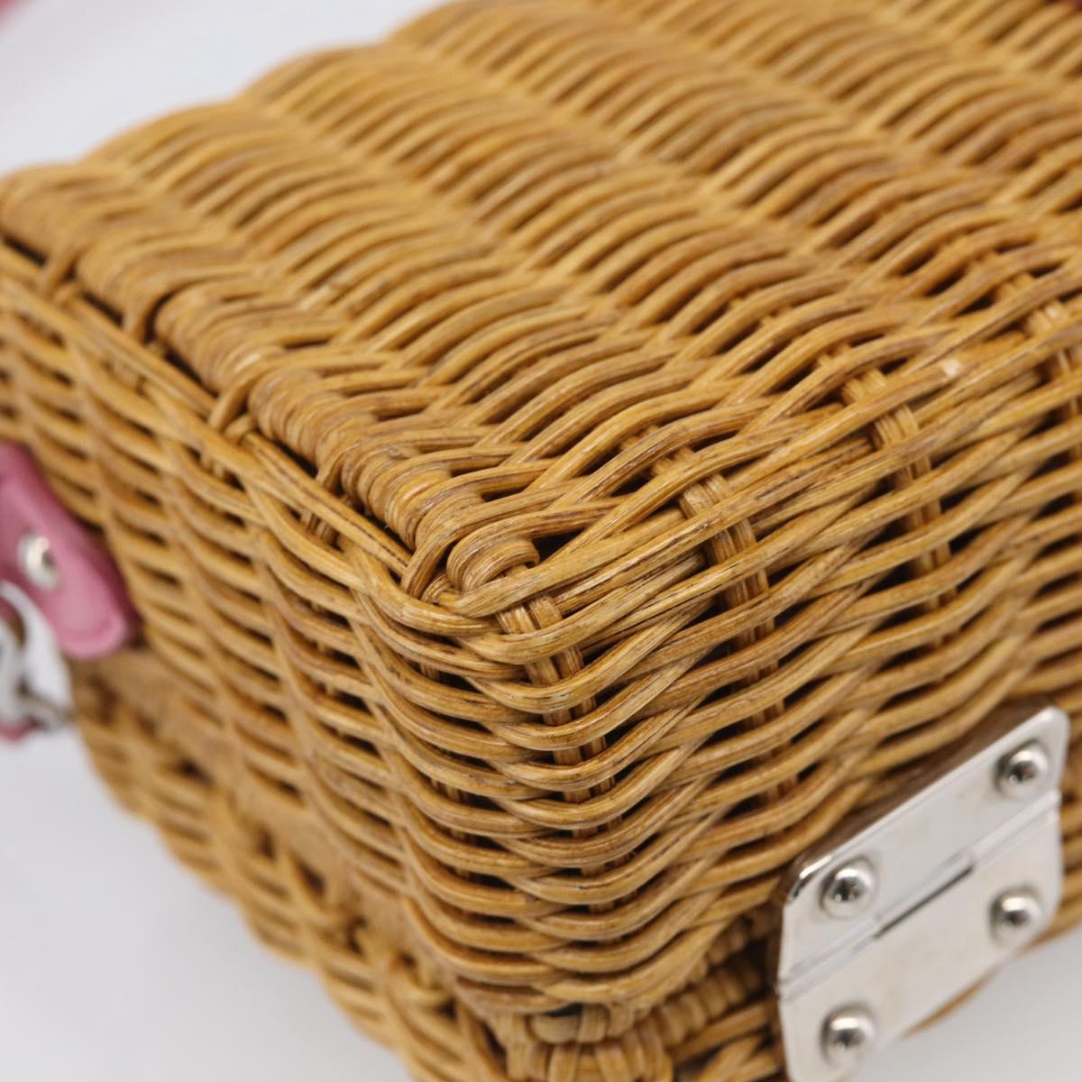 Miu Miu Straw Bag Shoulder Bag Raffia Brown Silver Auth ka6963V