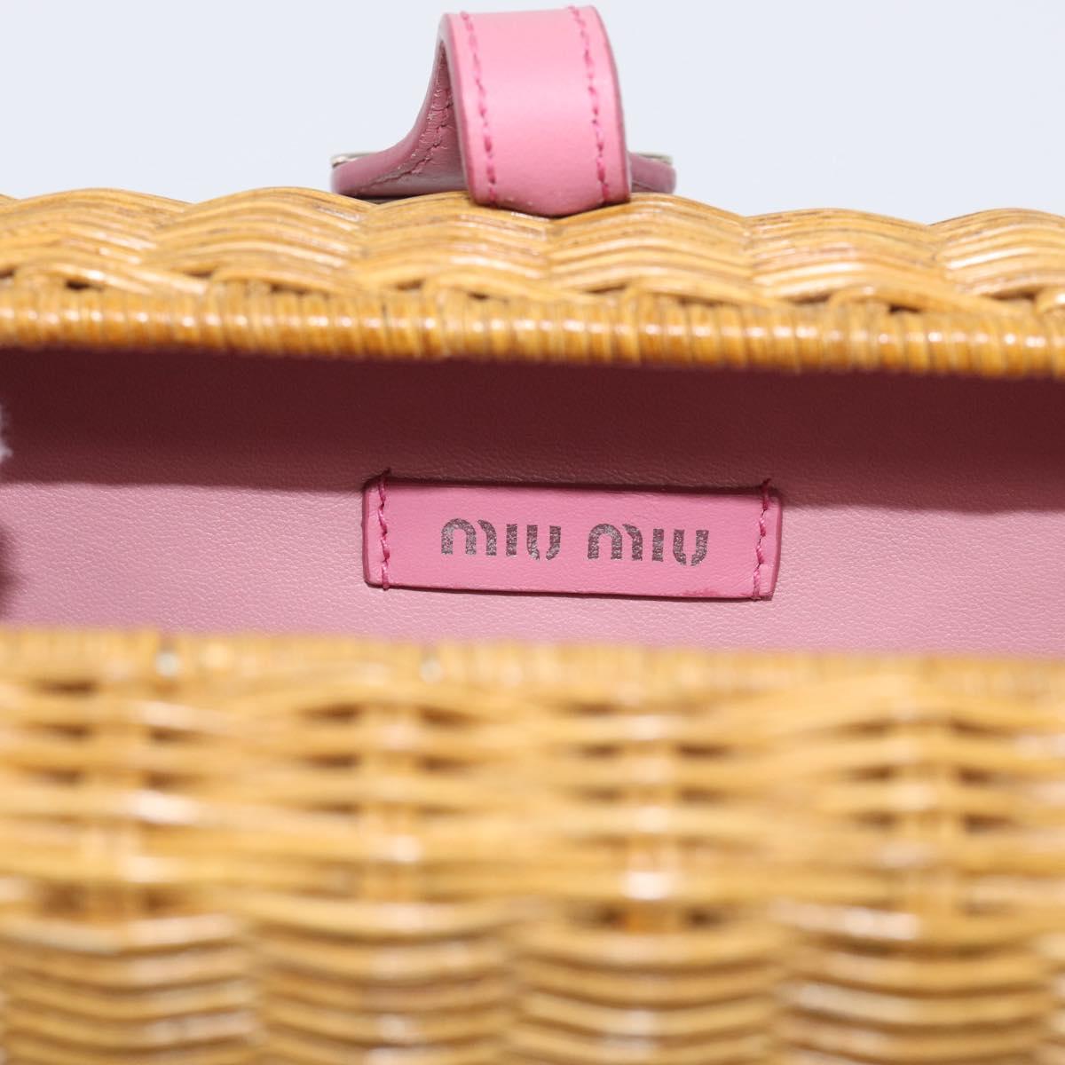 Miu Miu Straw Bag Shoulder Bag Raffia Brown Silver Auth ka6963V
