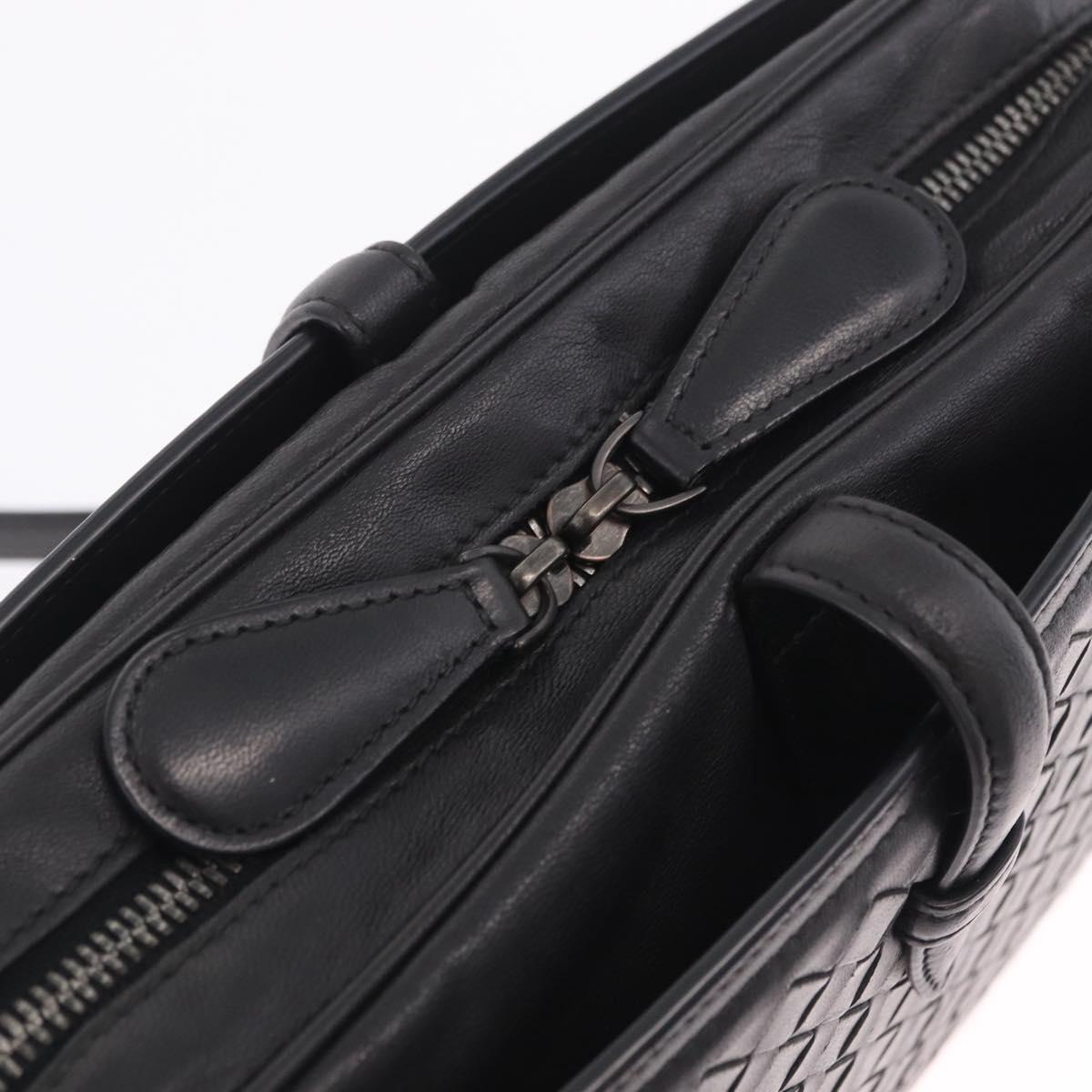 Bottega Veneta INTRECCIATO Chain Shoulder Bag Leather Black Auth ka6965V