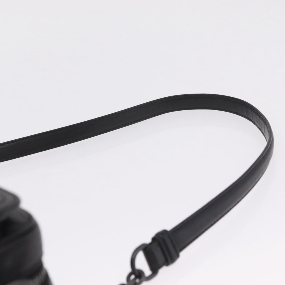 Bottega Veneta INTRECCIATO Chain Shoulder Bag Leather Black Auth ka6965V