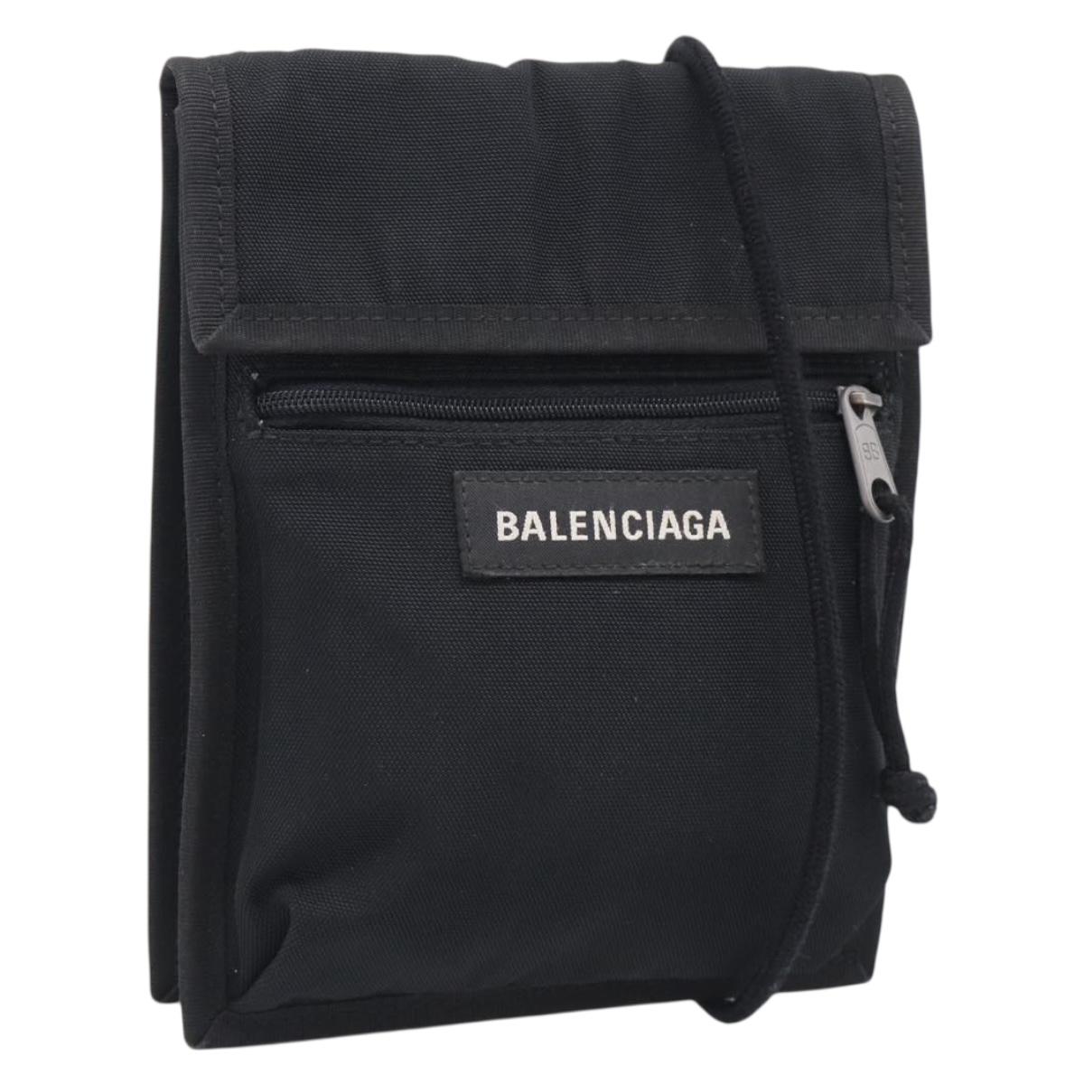 Balenciaga Shoulder Bag Canvas Black 532298 Auth ka6966