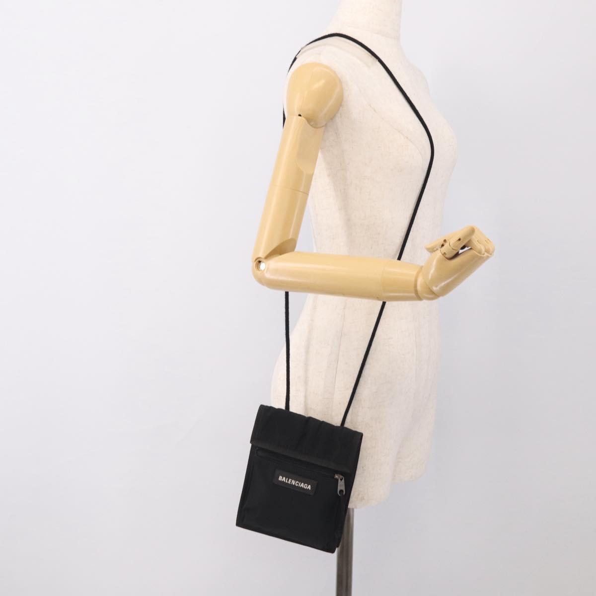 Balenciaga Shoulder Bag Canvas Black 532298 Auth ka6966