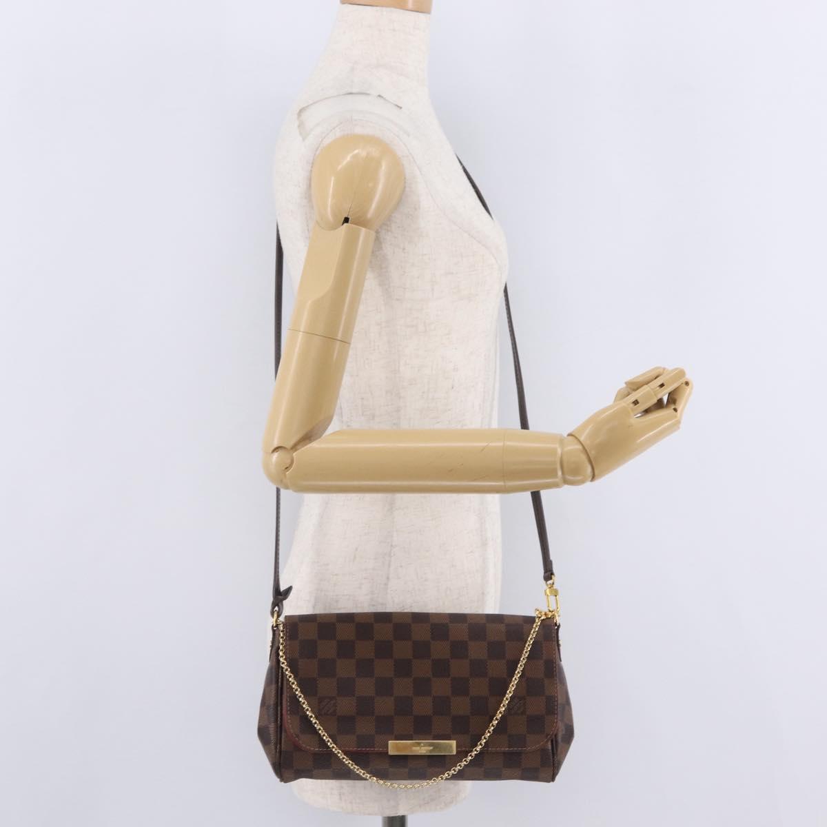 LOUIS VUITTON Damier Ebene Favorit MM Shoulder Bag 2way M41129 LV Auth ka6968V