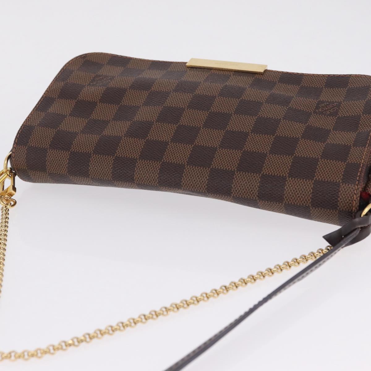 LOUIS VUITTON Damier Ebene Favorit MM Shoulder Bag 2way M41129 LV Auth ka6968V
