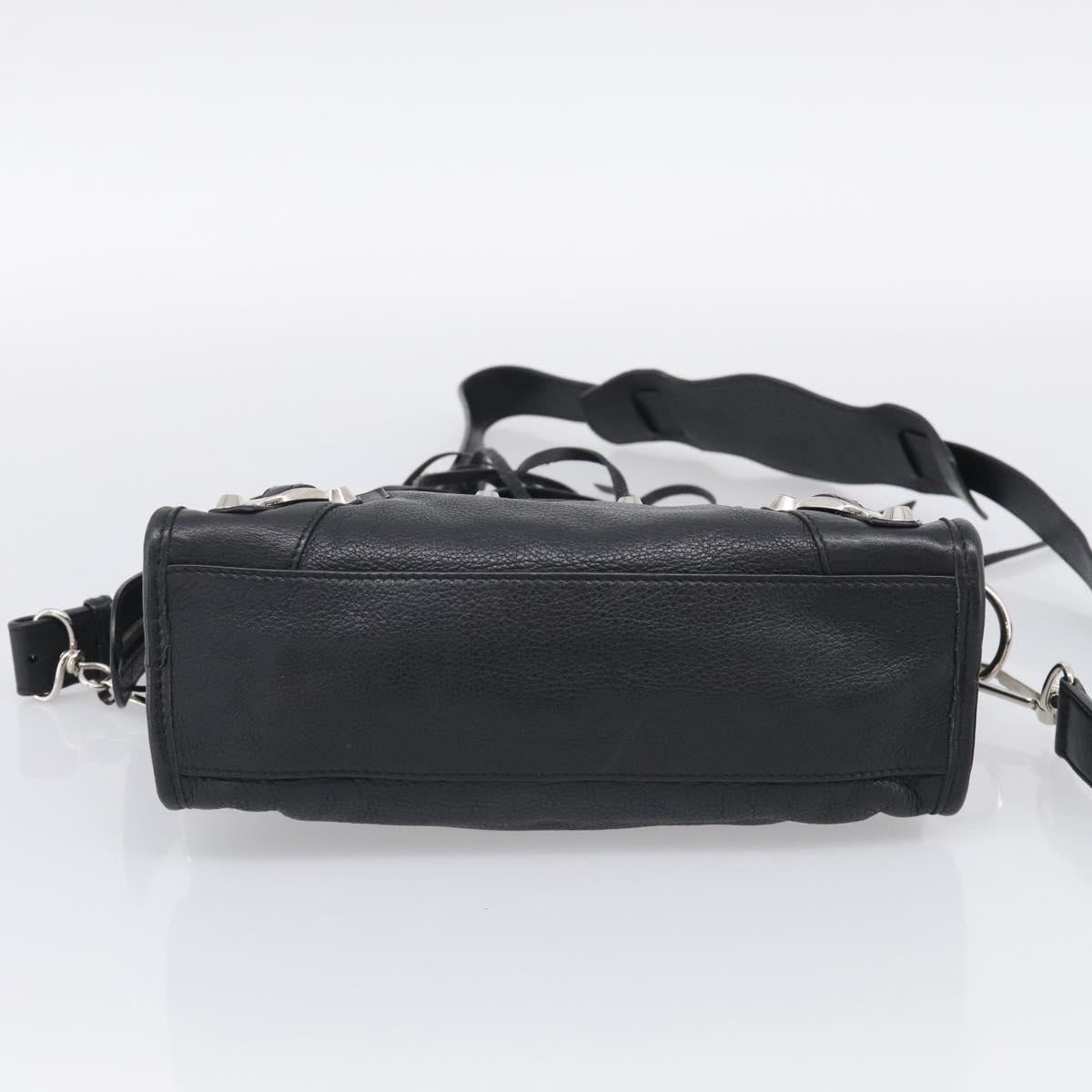 Balenciaga Mini City Hand Bag Leather 2way Black Silver 300295 Auth ka6969M