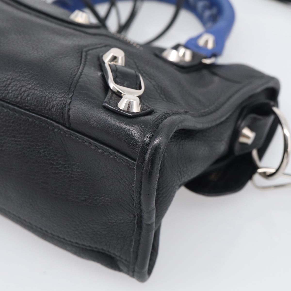 Balenciaga Mini City Hand Bag Leather 2way Black Silver 300295 Auth ka6969M