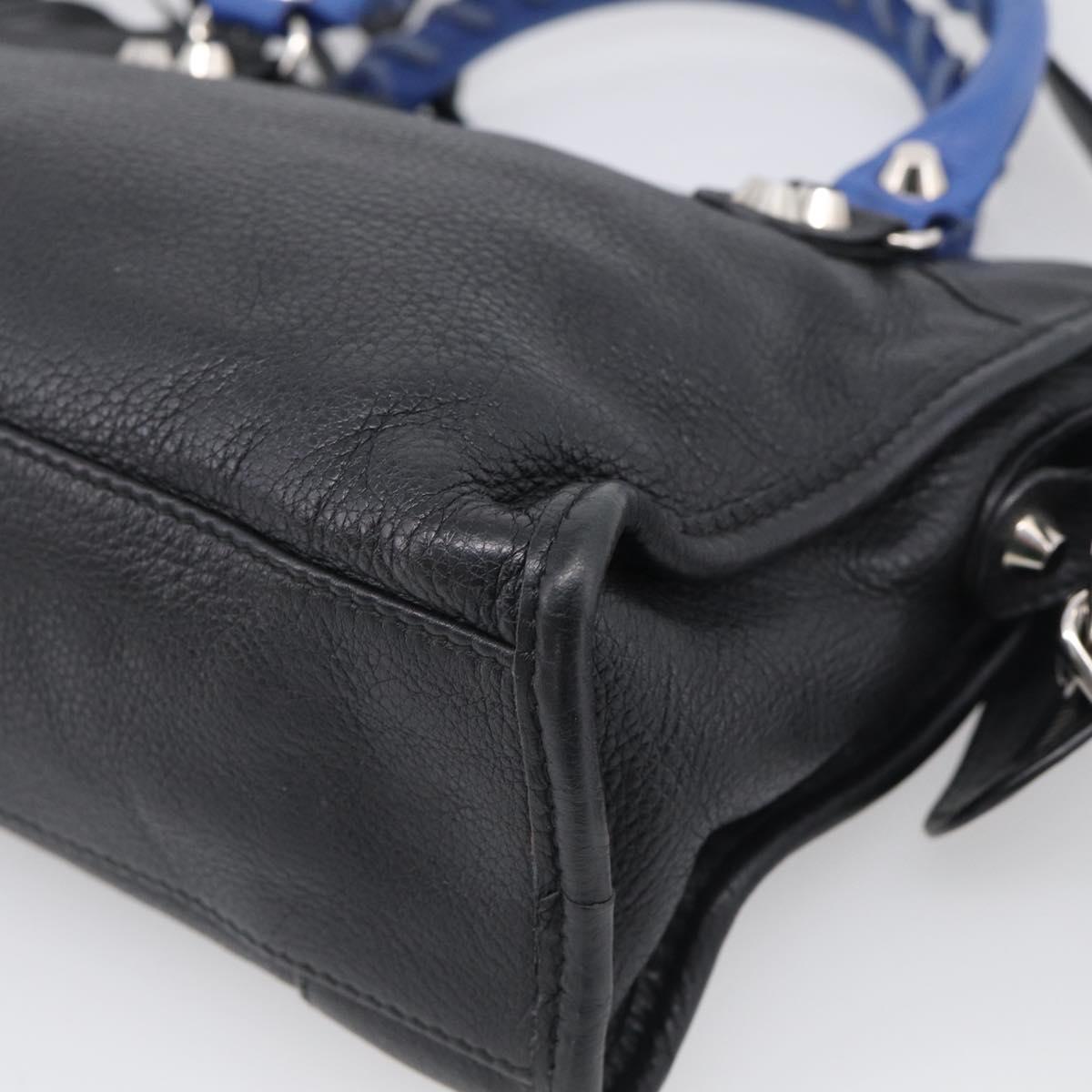 Balenciaga Mini City Hand Bag Leather 2way Black Silver 300295 Auth ka6969M