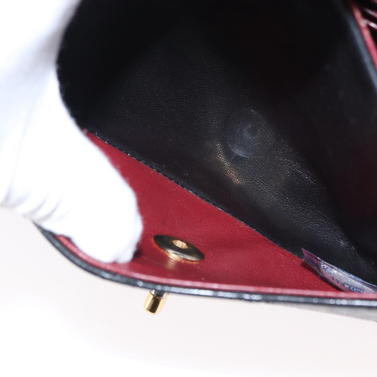 CHANEL Matelasse 25 Double Flap Chain Bag Lamb Skin Black Gold CC Auth ka696SV