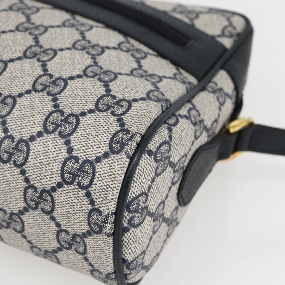 GUCCI GG Supreme Sherry Line Shoulder Bag PVC Navy Gold Auth ka697