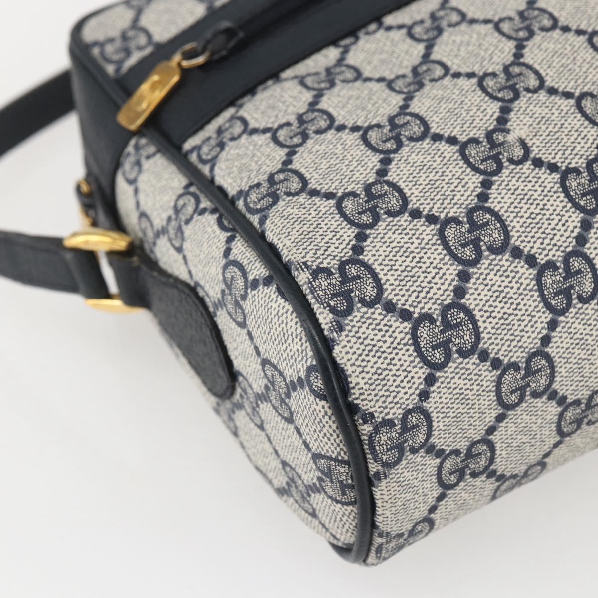 GUCCI GG Supreme Sherry Line Shoulder Bag PVC Navy Gold Auth ka697