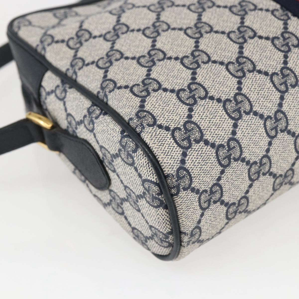 GUCCI GG Supreme Sherry Line Shoulder Bag PVC Navy Gold Auth ka697