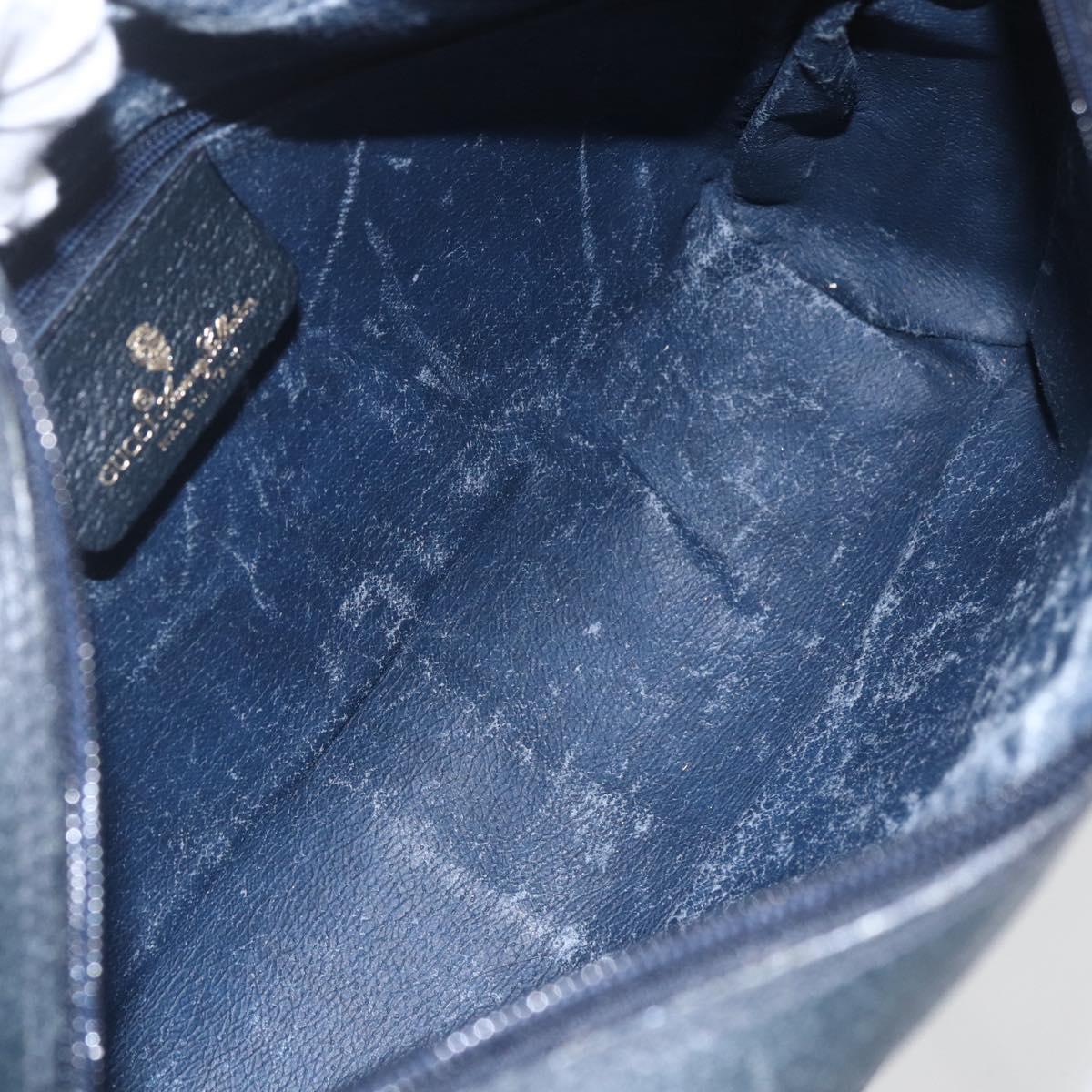 GUCCI GG Supreme Sherry Line Shoulder Bag PVC Navy Gold Auth ka697