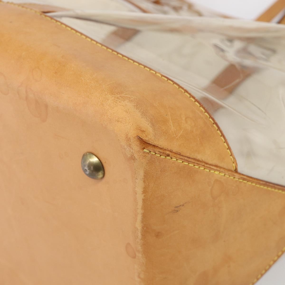 LOUIS VUITTON Isaac Mizrahi Bag Vinyl Leather Clear Beige M99027 LV Auth ka6974