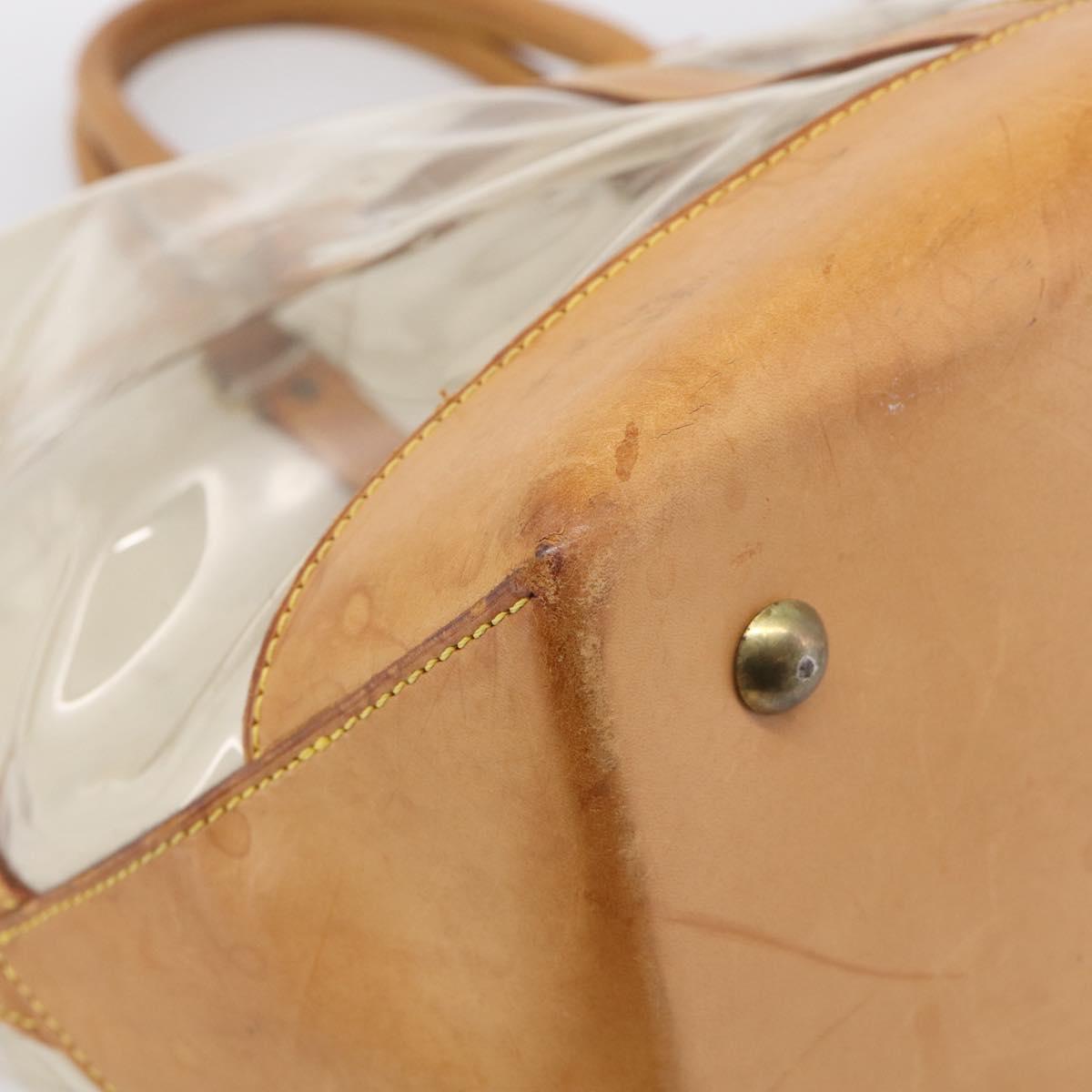 LOUIS VUITTON Isaac Mizrahi Bag Vinyl Leather Clear Beige M99027 LV Auth ka6974