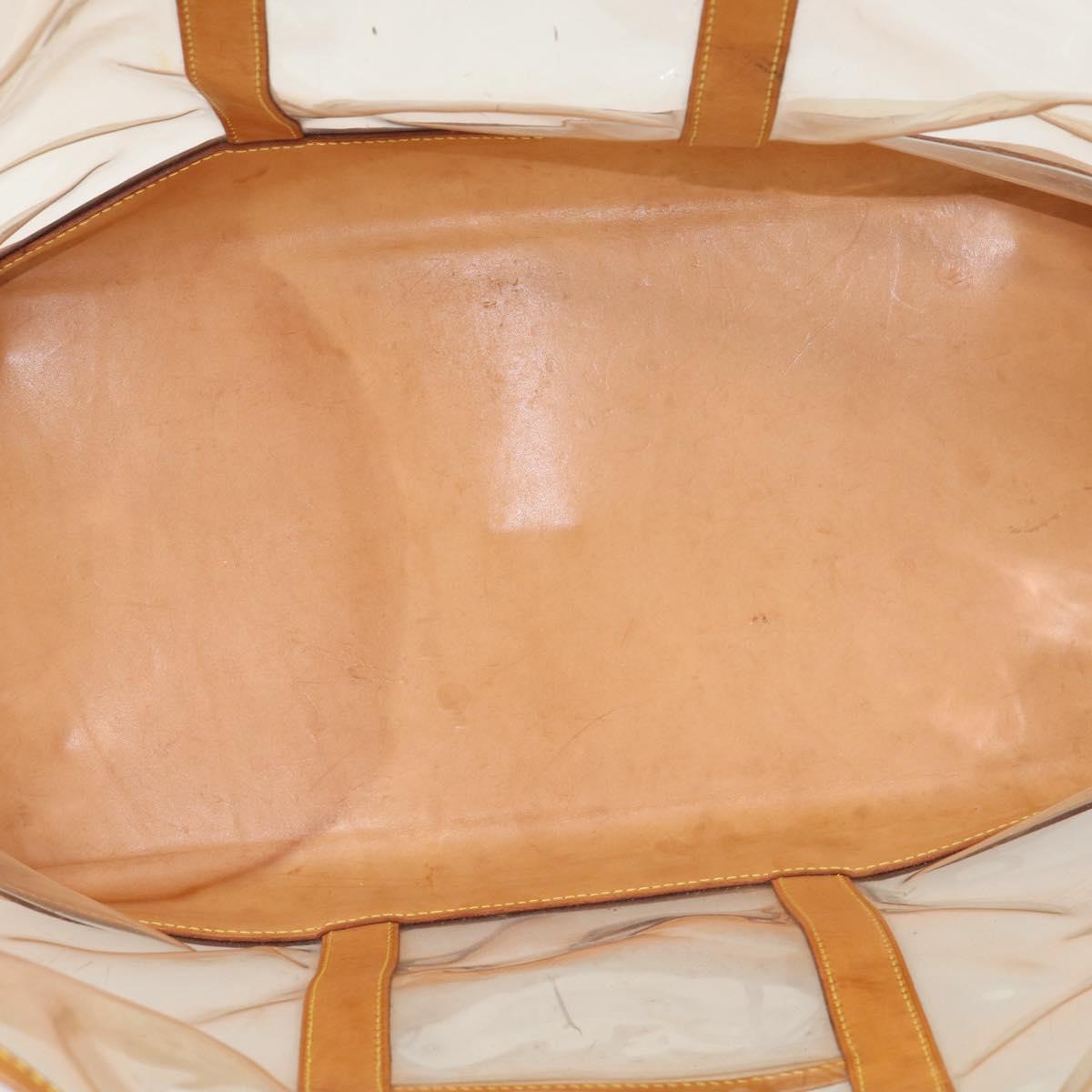 LOUIS VUITTON Isaac Mizrahi Bag Vinyl Leather Clear Beige M99027 LV Auth ka6974