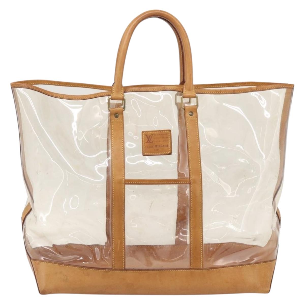 LOUIS VUITTON Isaac Mizrahi Bag Vinyl Leather Clear Beige M99027 LV Auth ka6974