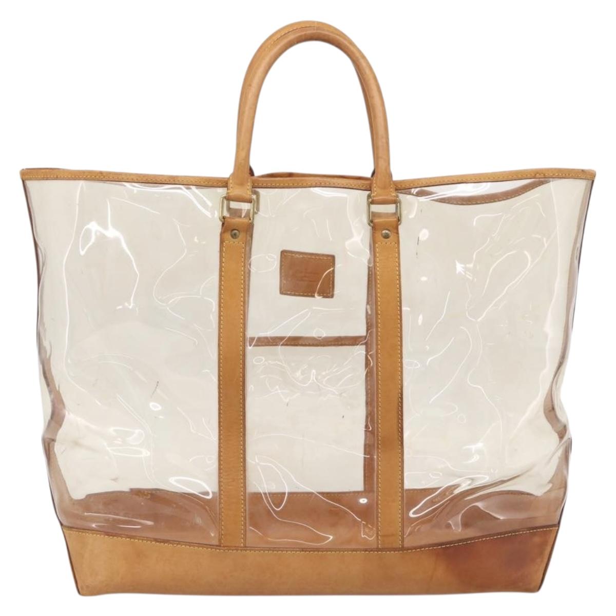 LOUIS VUITTON Isaac Mizrahi Bag Vinyl Leather Clear Beige M99027 LV Auth ka6974