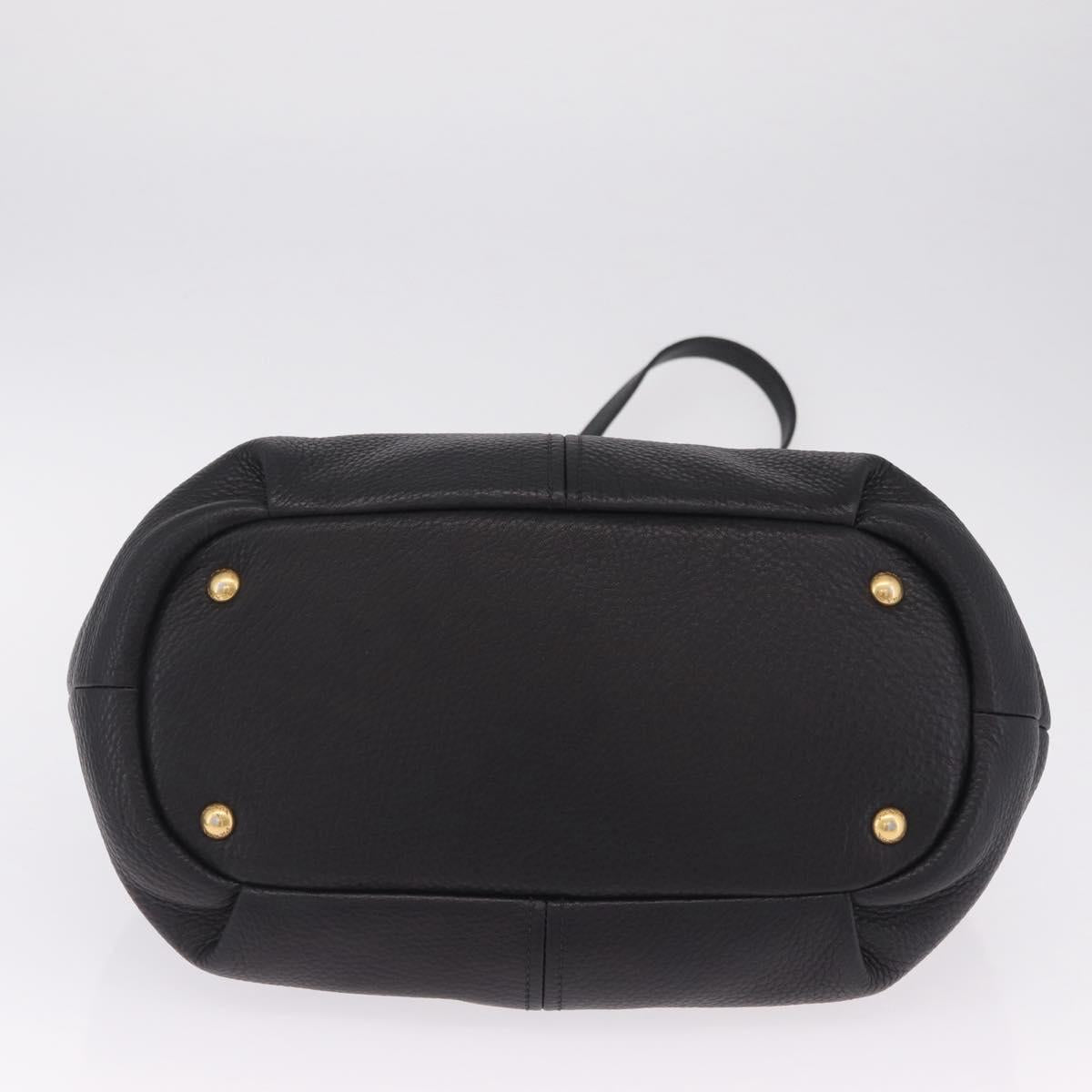 PRADA Hand Bag Vittero Dino Leather 2way Black Gold Auth ka6976A
