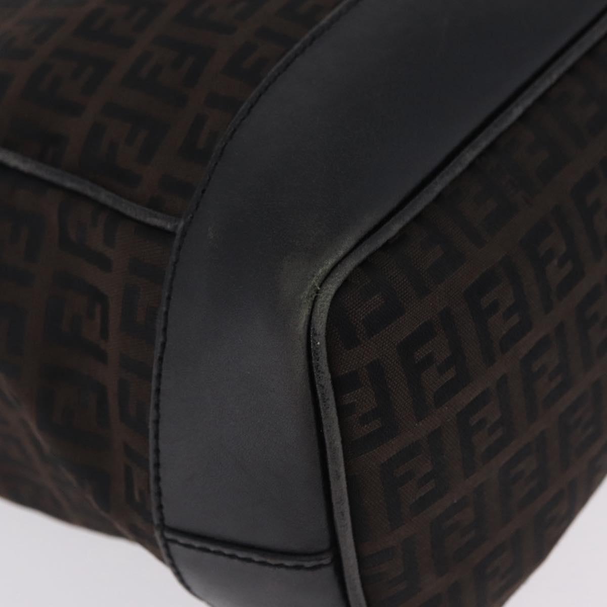 FENDI Zucchino Canvas Tote Bag Black Gold Auth ka6977