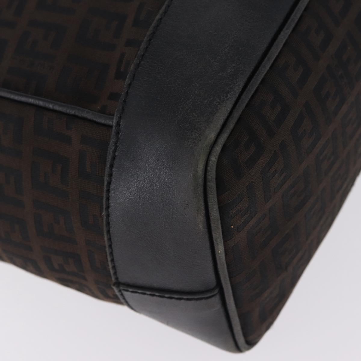FENDI Zucchino Canvas Tote Bag Black Gold Auth ka6977