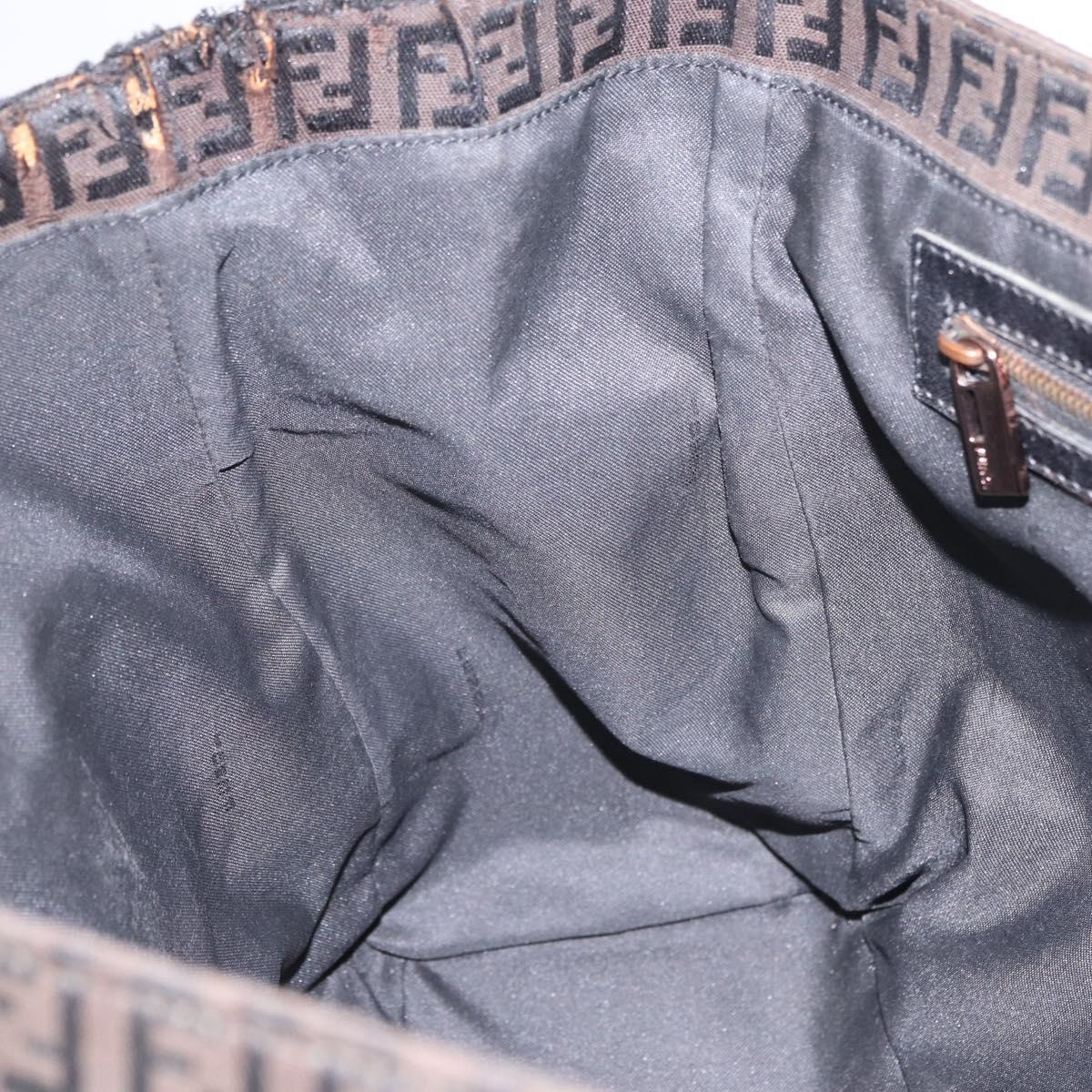 FENDI Zucchino Canvas Tote Bag Black Gold Auth ka6977