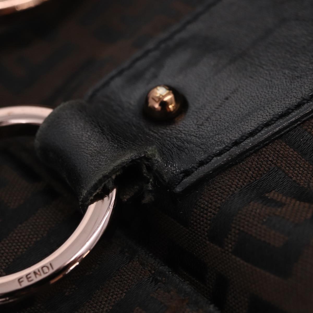 FENDI Zucchino Canvas Tote Bag Black Gold Auth ka6977