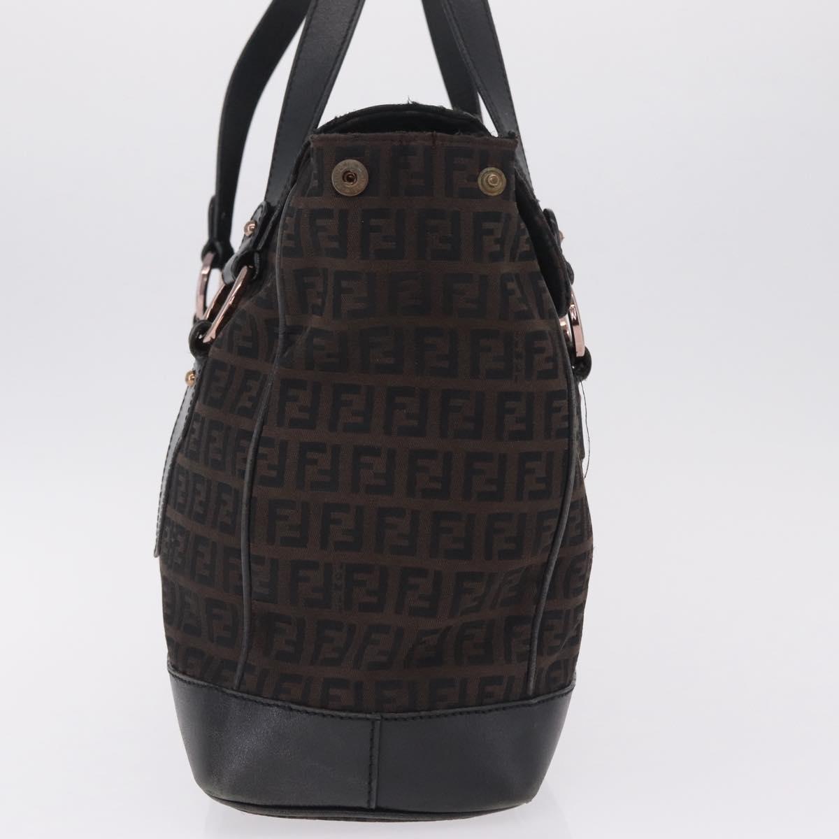 FENDI Zucchino Canvas Tote Bag Black Gold Auth ka6977