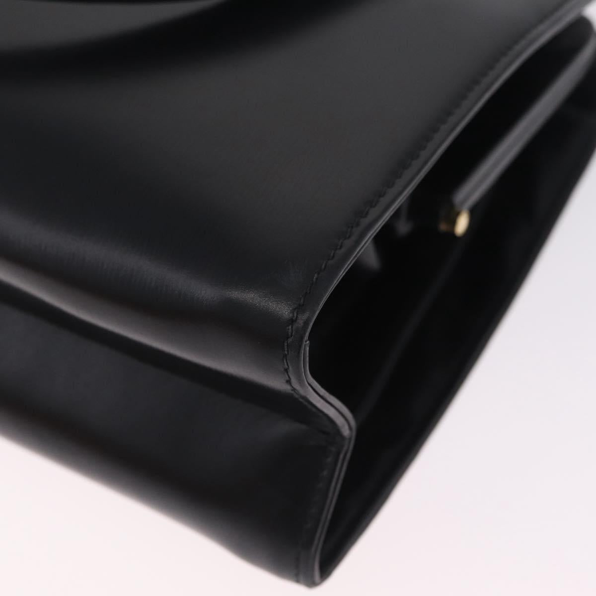 GUCCI Chain Hand Bag Leather Black Gold Auth ka6978