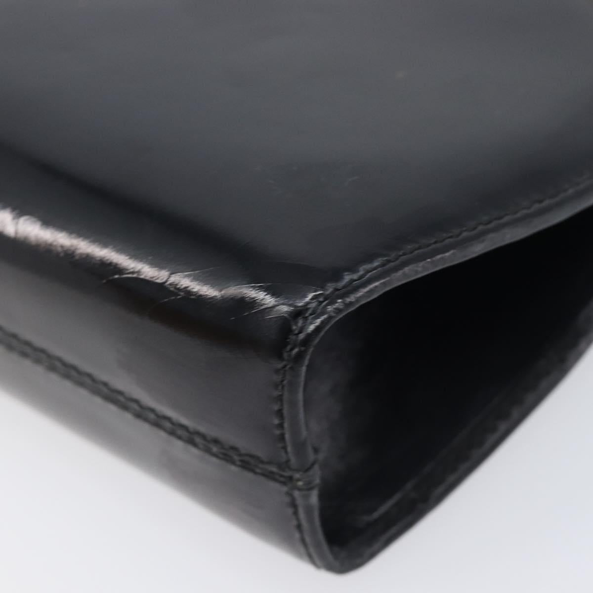 Salvatore Ferragamo Gancini Chain Bag Patent Leather Black Gold Auth ka6979