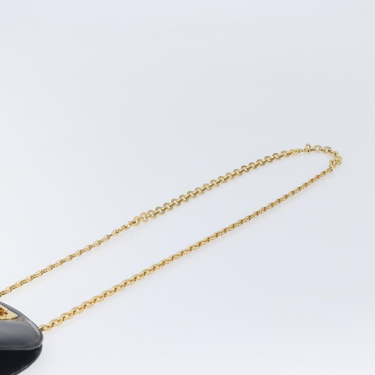 Salvatore Ferragamo Gancini Chain Bag Patent Leather Black Gold Auth ka6979