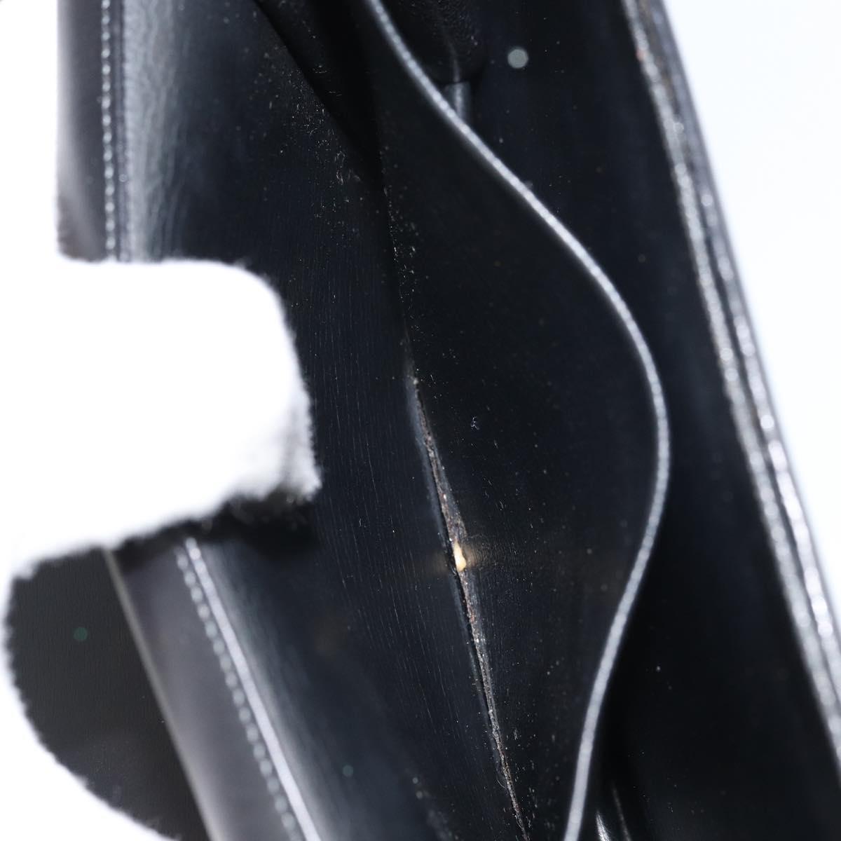 Christian Dior Chain Shoulder Bag Leather Black Gold Auth ka698