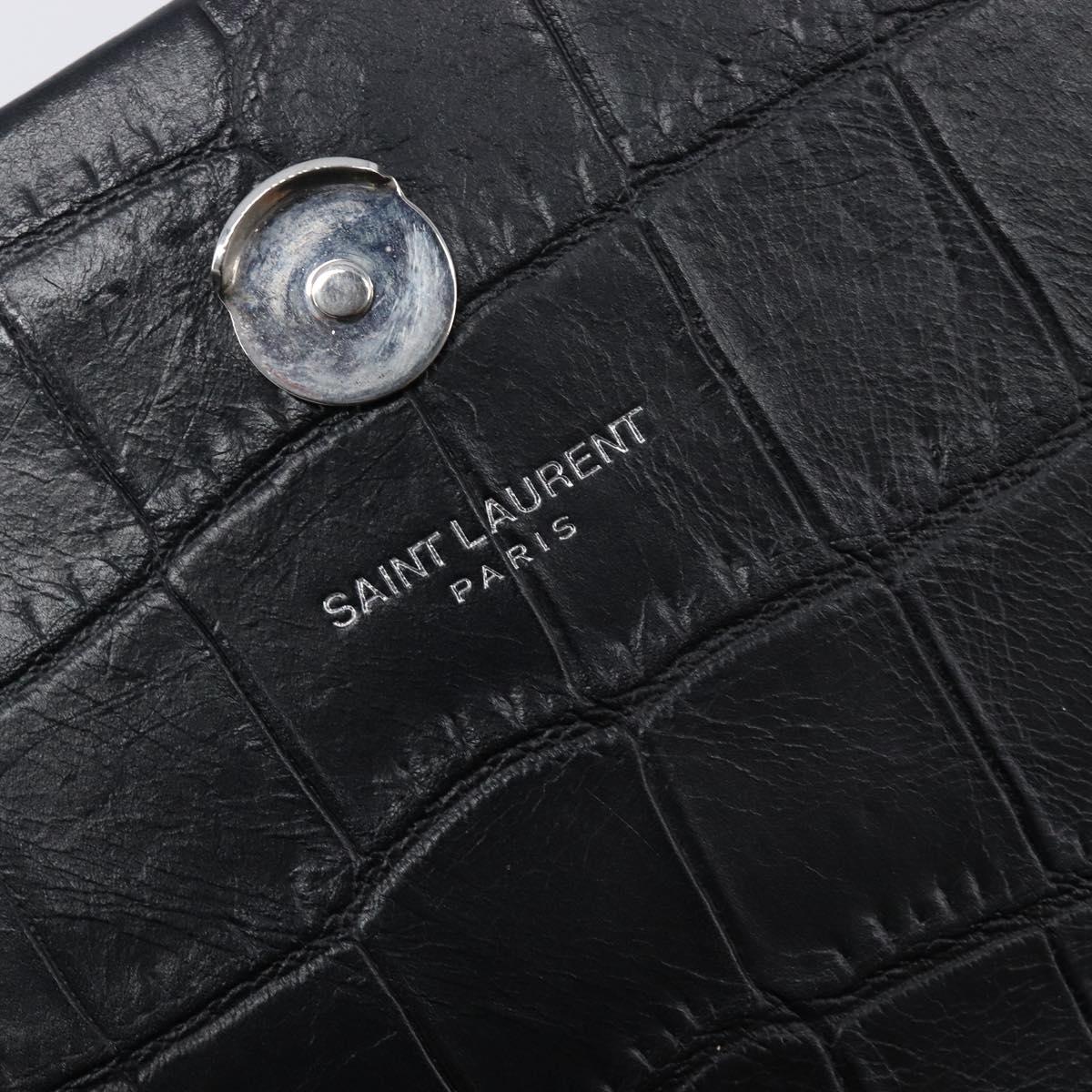 Saint Laurent Kate Chain Shoulder Bag Leather Black Silver Auth ka6981V