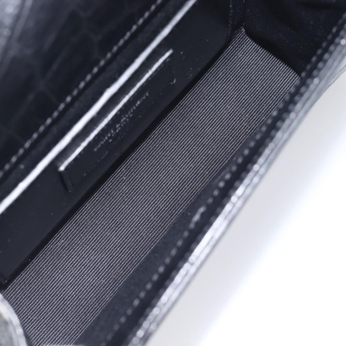 Saint Laurent Kate Chain Shoulder Bag Leather Black Silver Auth ka6981V