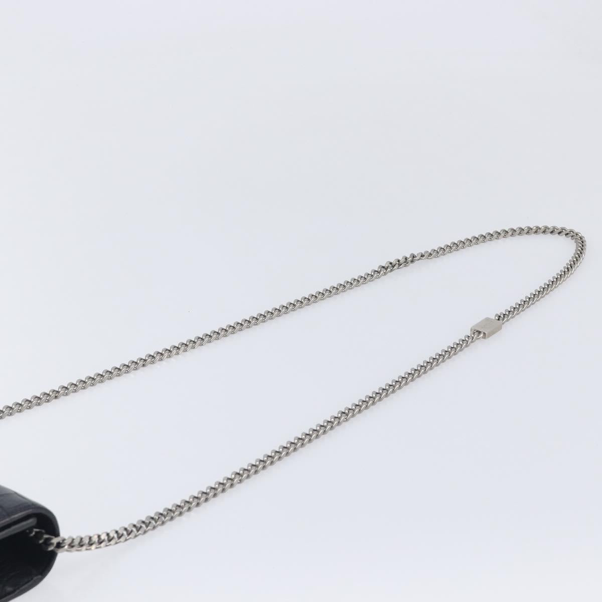 Saint Laurent Kate Chain Shoulder Bag Leather Black Silver Auth ka6981V