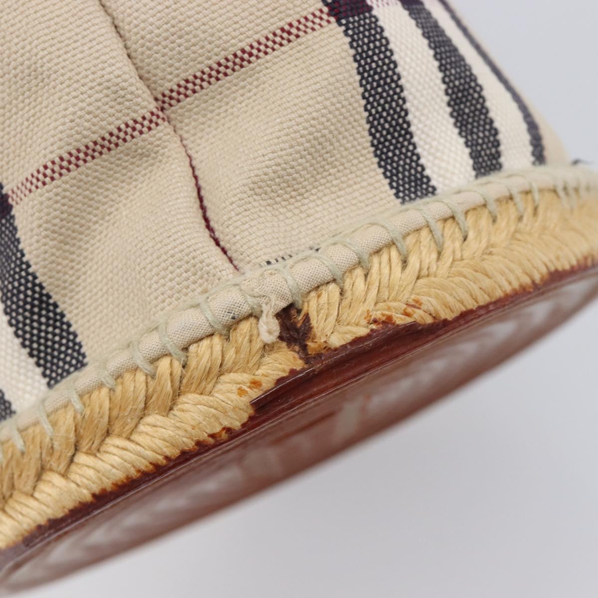 BURBERRY Nova Check Hand Bag Canvas Beige Silver Auth ka6982A