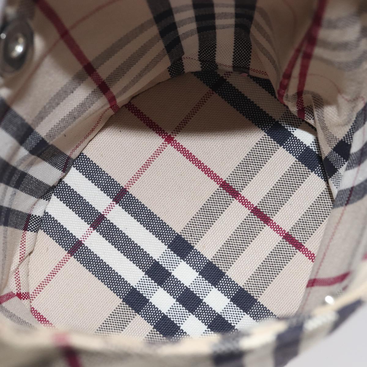 BURBERRY Nova Check Hand Bag Canvas Beige Silver Auth ka6982A