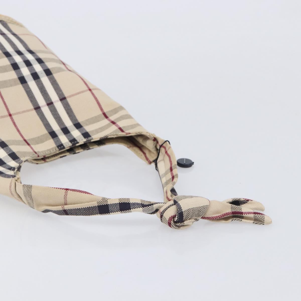 BURBERRY Nova Check Hand Bag Canvas Beige Silver Auth ka6982A