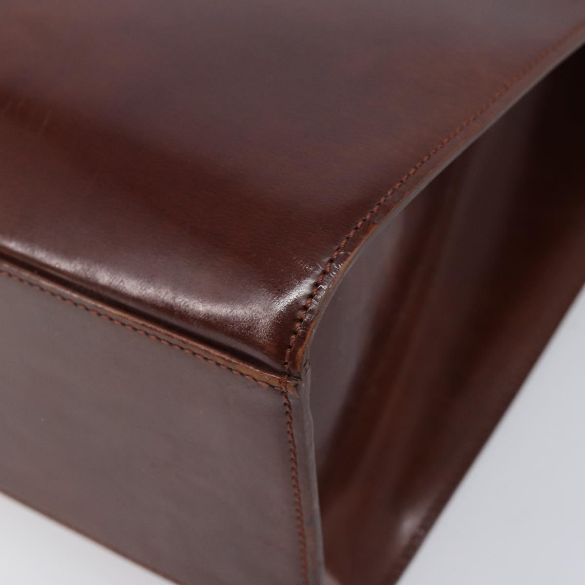 Cartier PANTHERE Tote Bag Patent Leather Brown Silver Auth ka6984A
