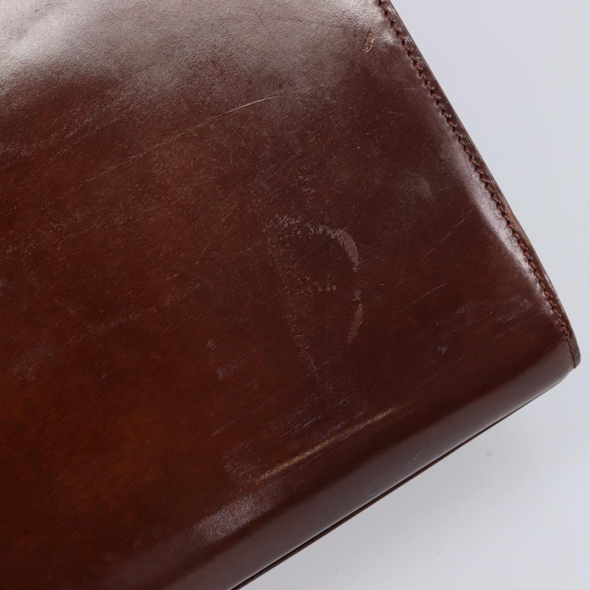 Cartier PANTHERE Tote Bag Patent Leather Brown Silver Auth ka6984A