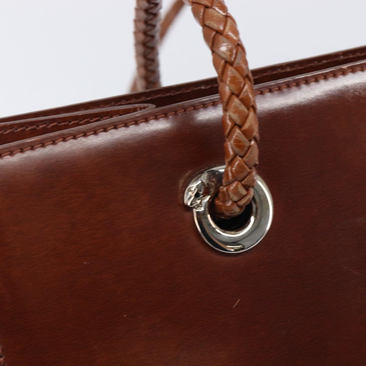 Cartier PANTHERE Tote Bag Patent Leather Brown Silver Auth ka6984A