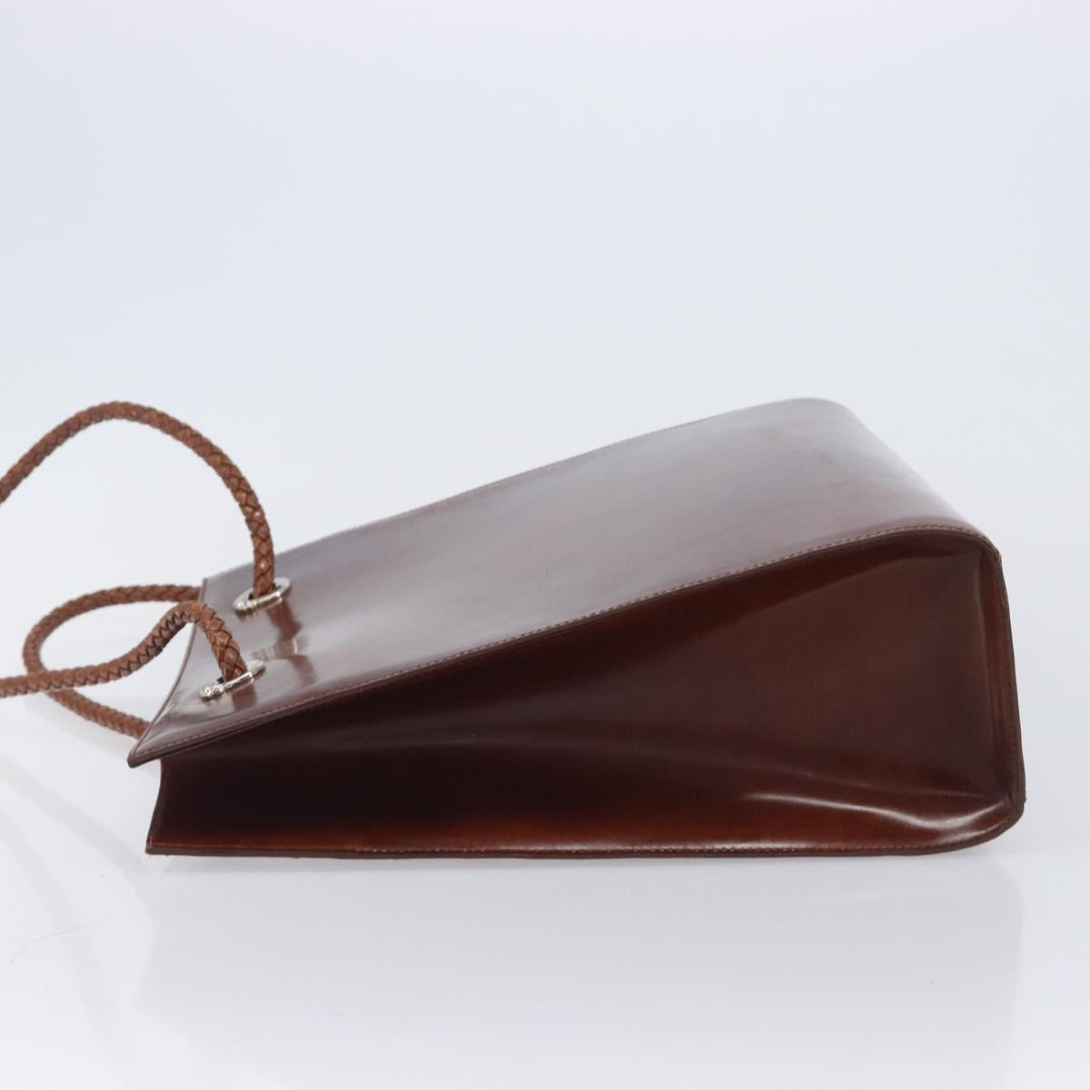 Cartier PANTHERE Tote Bag Patent Leather Brown Silver Auth ka6984A